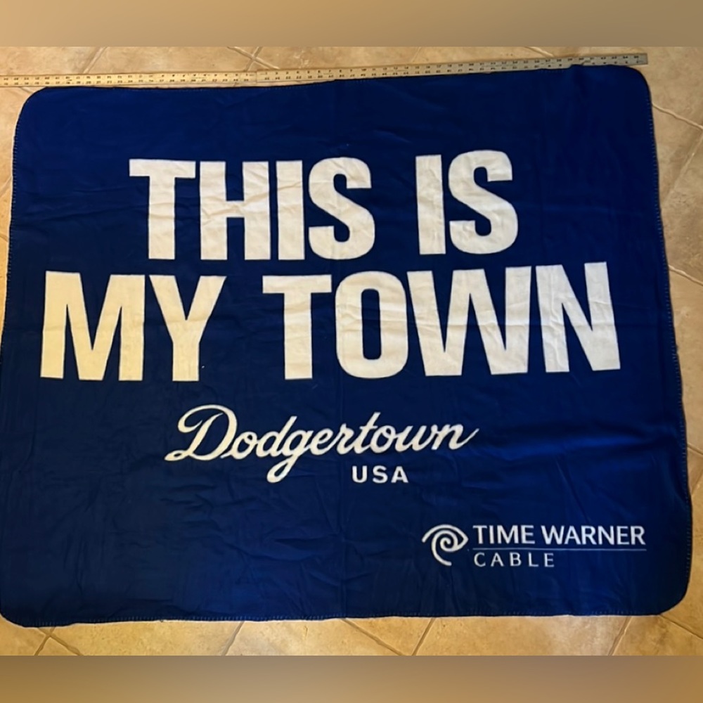 LA Dodgers promotional “Time Warner Cable” fleece blanket 59” x 49”